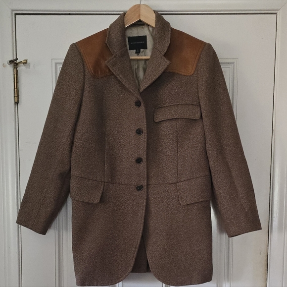 Banana Republic Leather And Wool Riding Blazer Jacket - Picture 1 of 10